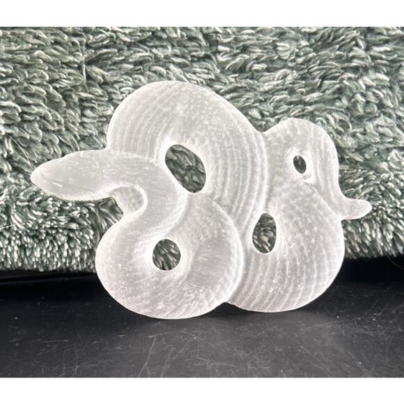 Selenite Mini Snake Carved Figurine Small 3 Inch Natural Quartz Crystal - Picture 11 of 11